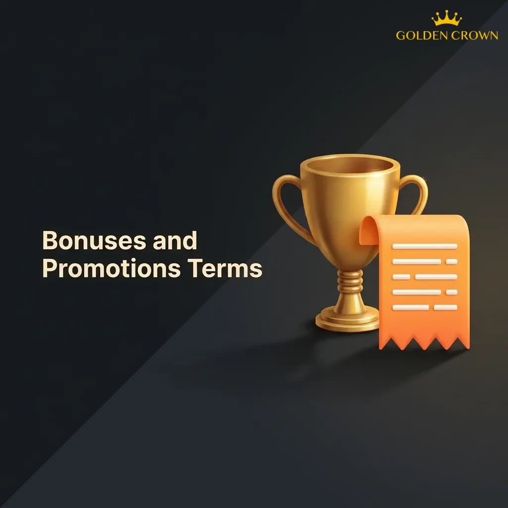 Bonus terms document listing wagering rules, expiry dates, and eligibility conditions for Golden Crown casino promotions