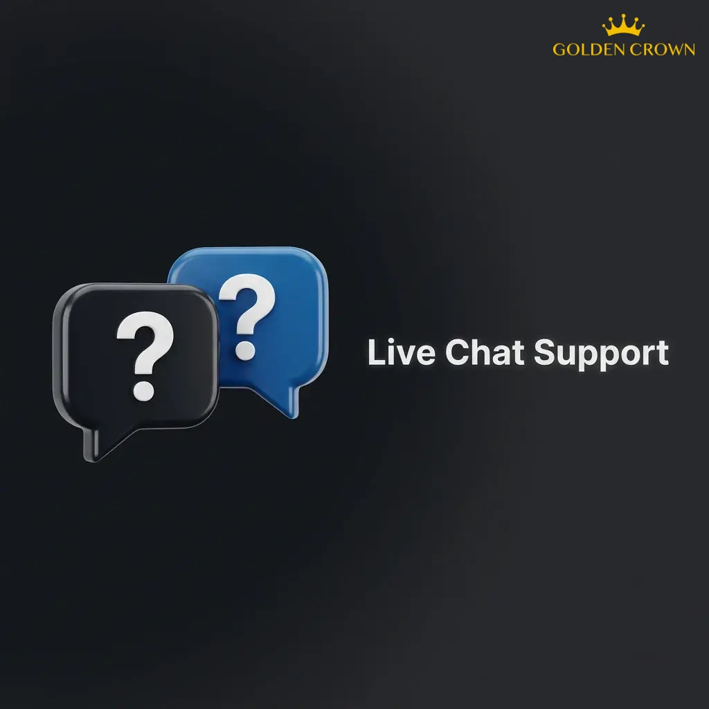 Golden Crown casino live chat support icon in bottom-right corner for 24/7 real-time assistance