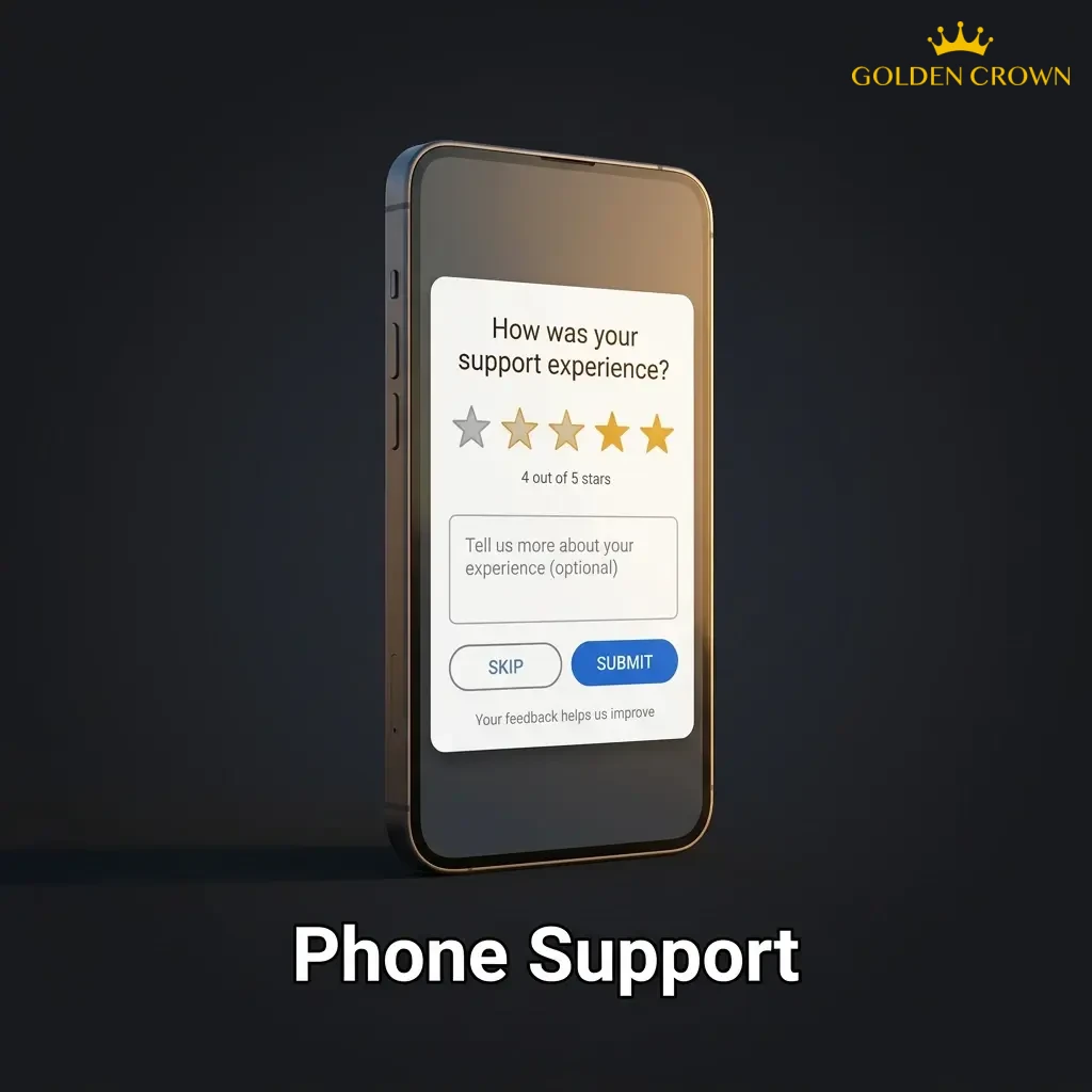 Person holding phone to ear for Golden Crown casino voice support helpline assistance