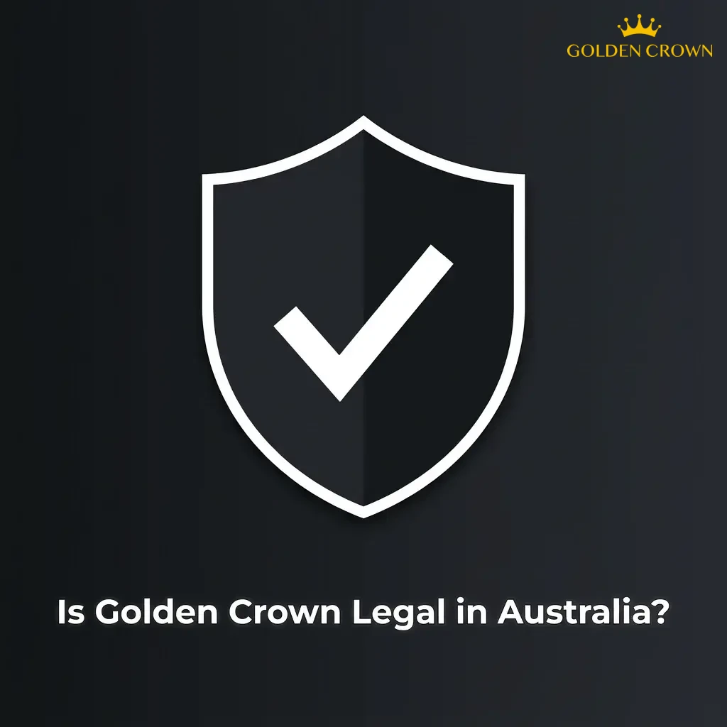 Golden Crown casino logo with Australian legal licensing information and Curaçao Gaming Authority certification details