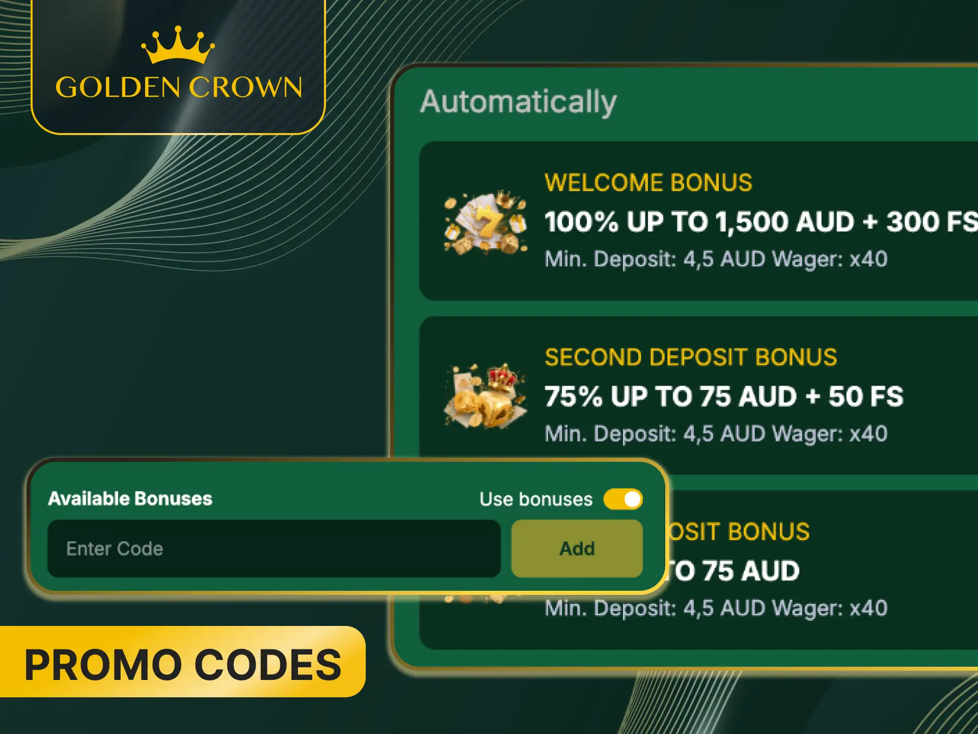 Activate your bonus at Golden Crown and start playing top games.
