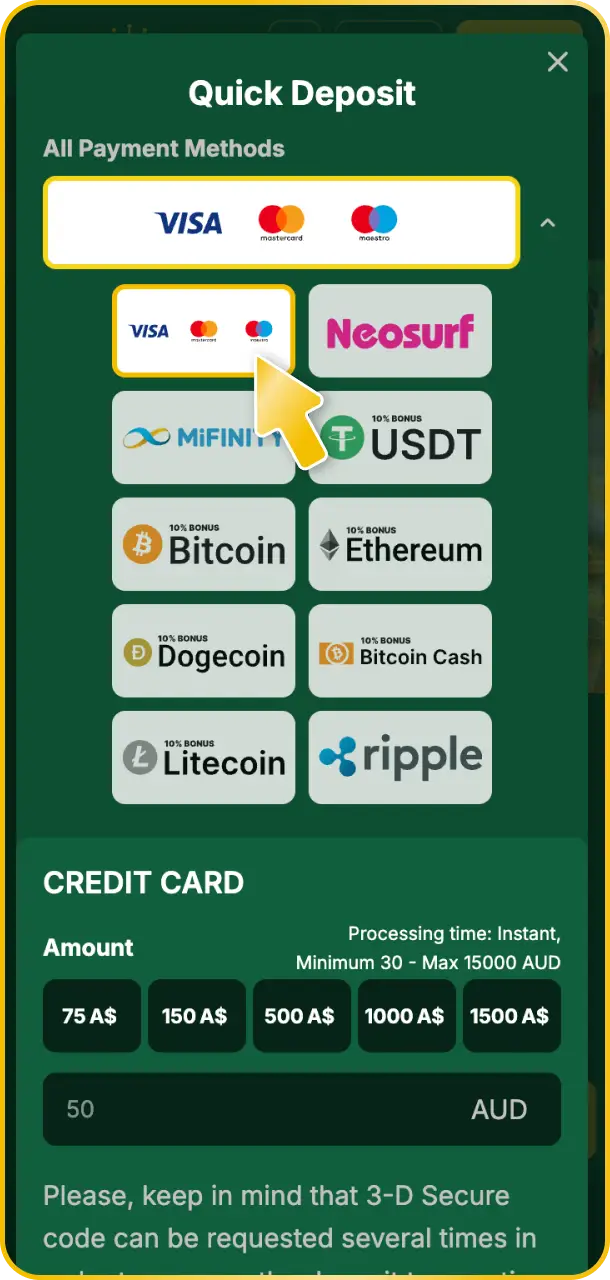 Top up your account to qualify for the latest Golden Crown bonus offers.