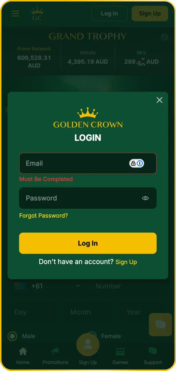 Log into the system using your secure Golden Crown credentials.